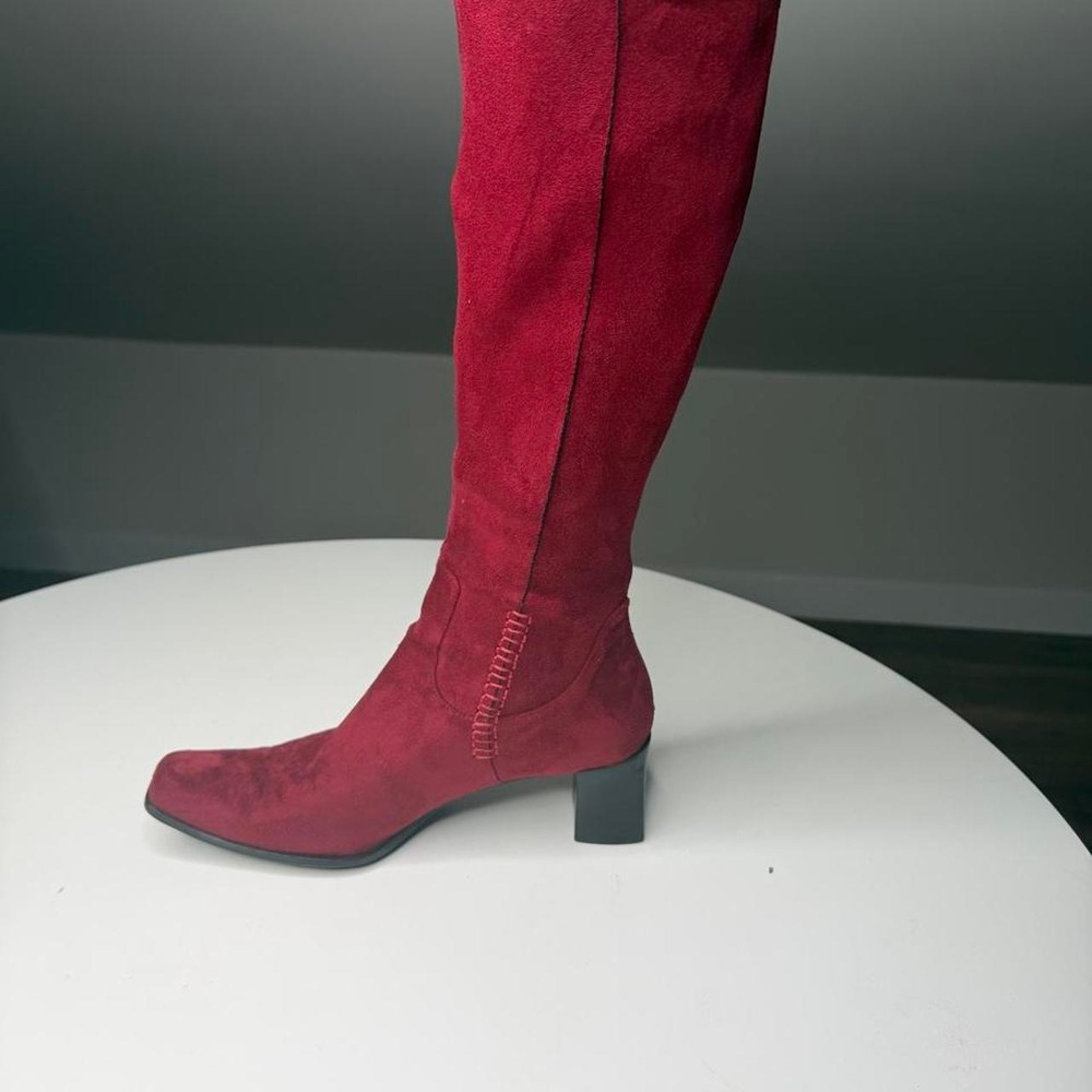 Franco Sarto Red Suede Knee-High Boots Women's Size 9 Fall